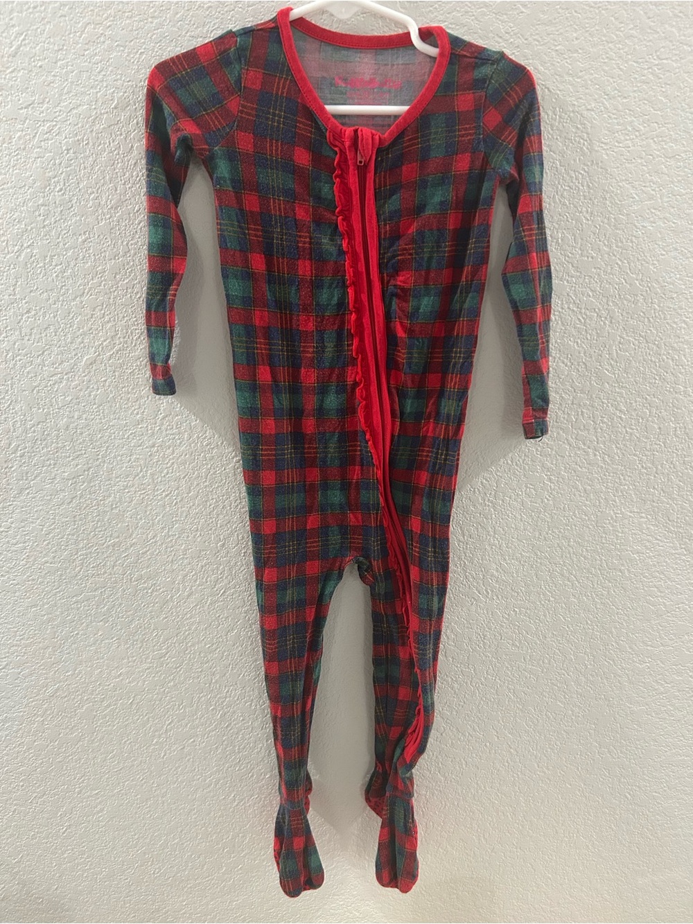 Rufflebutts Bamboo Plaid Footed Pajamas Size 18-24 months